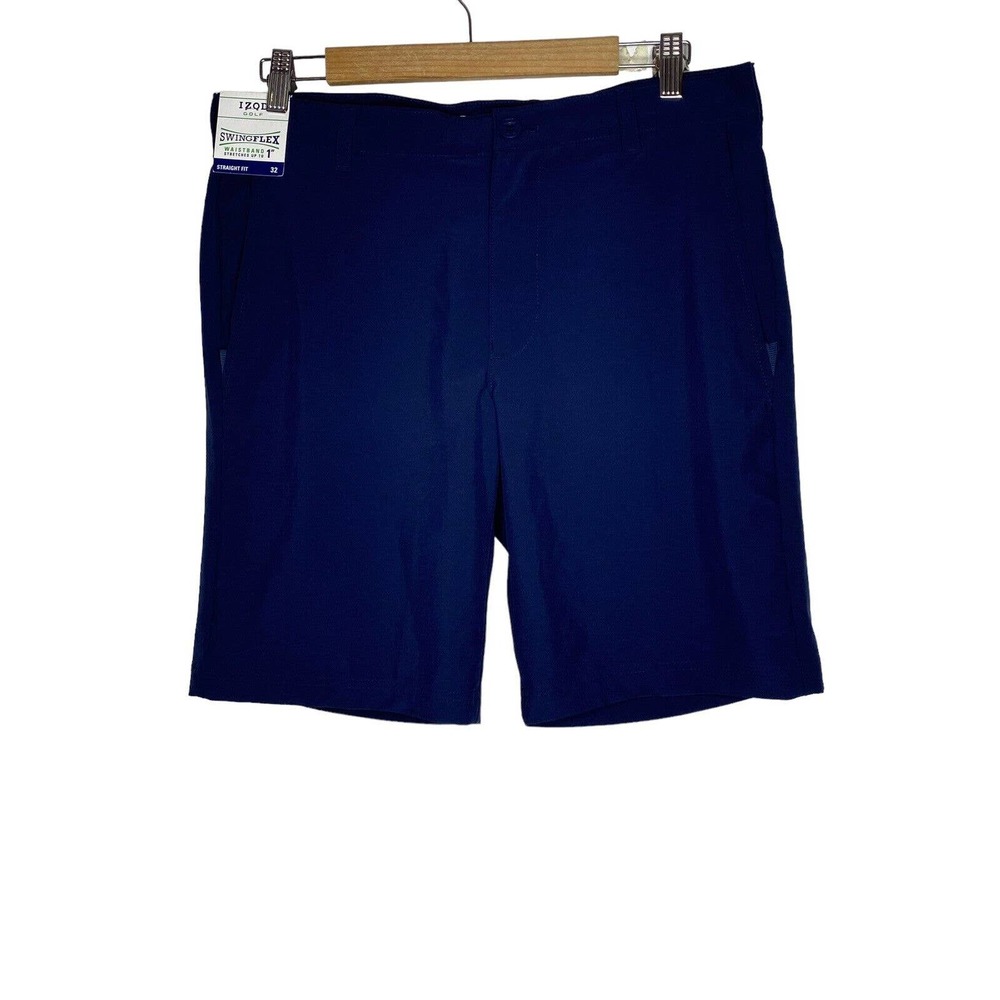 NWT Izod Golf Mens Swingflex Shorts‎ 32 UPF-40 Moisture Wicking Stretch Blue
